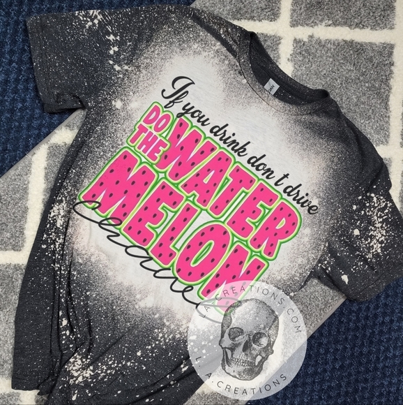 Watermelon Crawl Bleached Tee S-3x - Picture 1 of 1